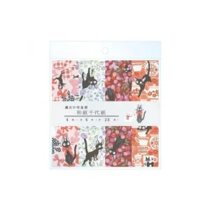Maison Ghibli Chiyogami Paper Jiji & Flowers - Kiki's Delivery Service | Postcards And Letter Papers