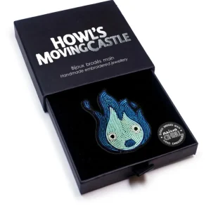 Maison Ghibli Embroidered Jewel Brooch Blue Calcifer - Howl’s Moving Castle | Pins