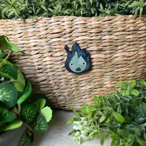 Maison Ghibli Embroidered Jewel Brooch Blue Calcifer - Howl’s Moving Castle | Pins