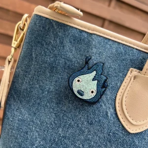 Maison Ghibli Embroidered Jewel Brooch Blue Calcifer - Howl’s Moving Castle | Pins