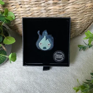 Maison Ghibli Embroidered Jewel Brooch Blue Calcifer - Howl’s Moving Castle | Pins