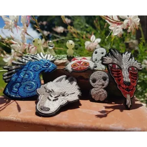 Maison Ghibli Embroidered Jewel Brooch Moro - Princess Mononoke | Pins